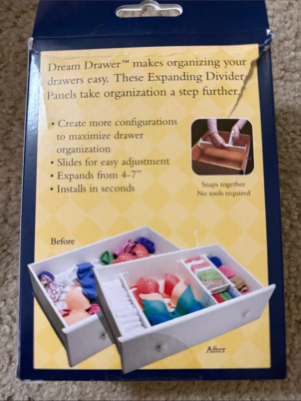 Dream Drawer 2-Pack Expanding Drawer Dividers — White